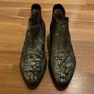 Naturalizer Blair Crushed Velvet Gold Black Ankle Booties Size 8.5 Wide